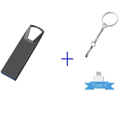 USB флешка металл Flash Drive 2 тб 2.0 + Type-C переходник ABC Черная TGCWTG0118GBWH фото