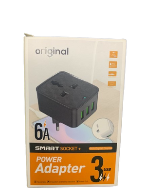 Power Adapter на 3 usb + Євро перехідник 6A ABC чорний 1808584960 фото