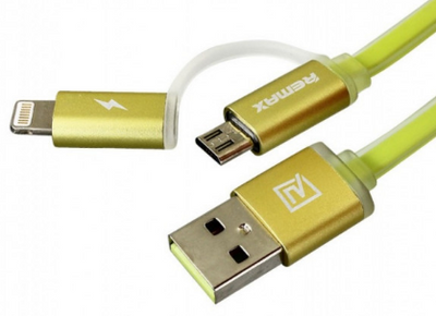 USB-кабель Remax Aurora RC-020t 2in1 Lightning-microUSB Зелений RMXRC020TG фото