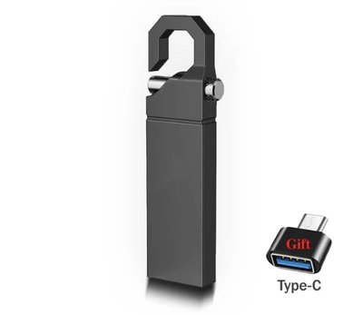 USB-флешка метал Flash Drive 2 тб 2.0 + Type-C перехідник ABC Чорна TGCWTG0118GBWH фото