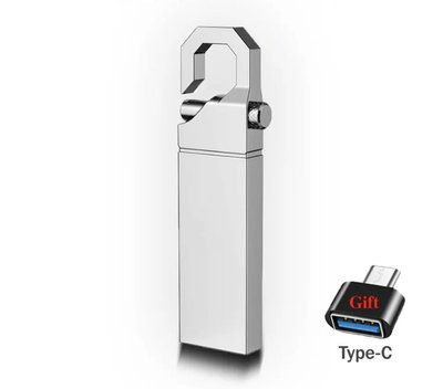 USB флешка металл Flash Drive 2 тб 2.0 + Type-C переходник ABC Серебро TGCWTG0118GBWH фото