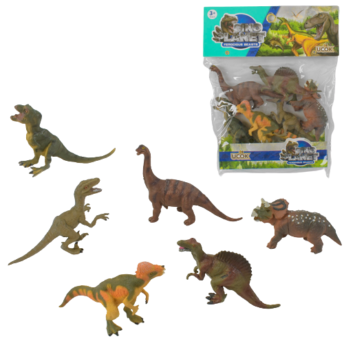 Набір динозаврів, 6 динозаврів, в пакеті ABC 1830702294 фото
