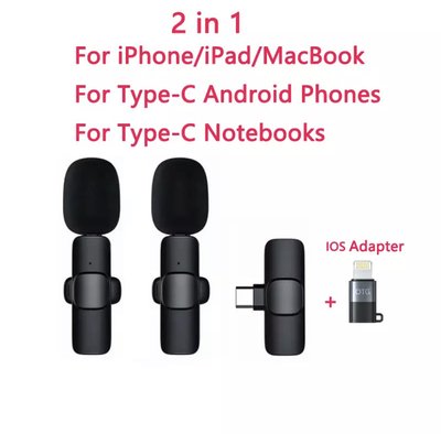 Двойной беспроводной петличный микрофон K800 для телефона на Iphone и Android (Lightning|Type-C) 1800307607 фото