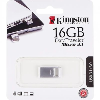 Флешка 16 гб Kingston USB3.1 Gen.1 DataTraveler Micro 16GB Silver ABC 1669407934 фото