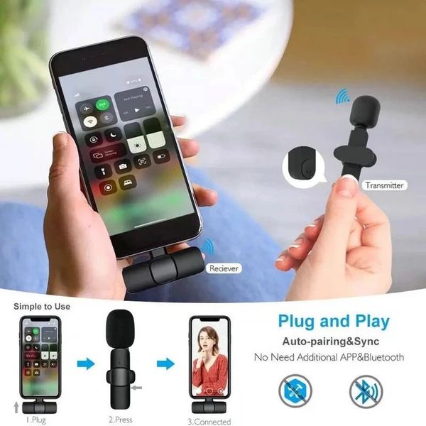Подвійний бездротовий петличний мікрофон K800 для телефона на Iphone і Android (Lightning ⁇ Type-C) 1800307607 фото