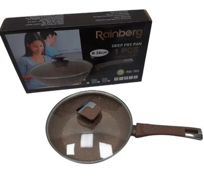 Глибока сковорода з кришкою Rainberg RB-760 24 см 1808626098 фото