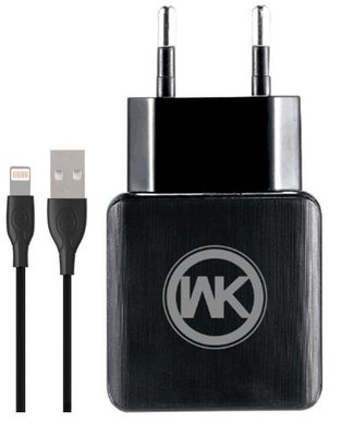 Сетевое зарядное устройство WK Blanc WP-U11 2 USB 2.1 A Lightning Black WKWPU11B фото