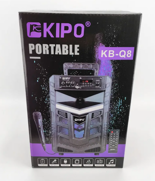 Портативна Bluetooth колонка Kipo KB-Q8 з радіо, караоке, флешкою, портативна блютуз-колонка 1831136313 фото