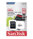 Карта памяти SanDisk 64 GB microSDHC UHS-I Ultra + SD adapter SDSQUNR-064G-GN3MA CND6477 фото 1