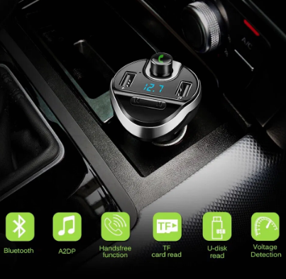 Автомобільний трансмітер FM Модулятор із підзаряджанням CARX19 Bluetooth + USB + MicroSD Чорний CARX19B фото