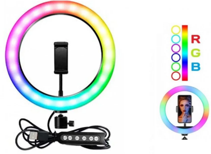 Светодиодная кольцевая LED лампа MJ20 RGB 15 цветов Soft Ring Light 20 см SFTRNGLGHTMJ20 фото