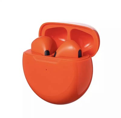 Бездротові навушники блютус з мікрофоном в кейсі Pro 6 TWS помаранчеві ABC 1686308524 фото