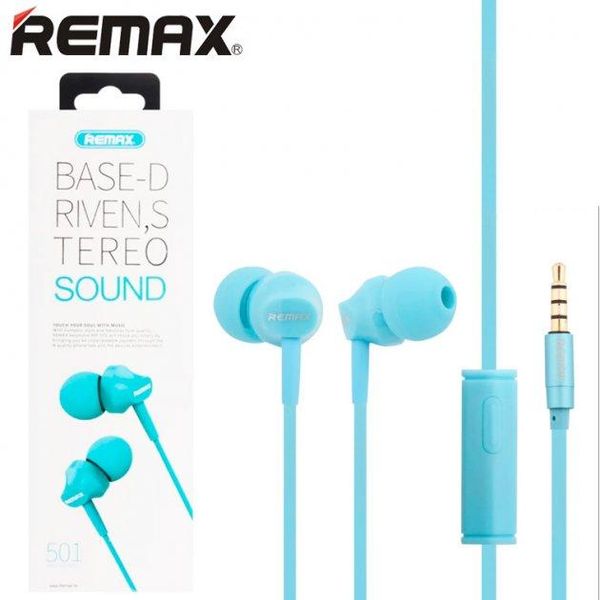 Вакуумні навушники Remax RM-501 Earphone blue блакитний RMXRM501P фото