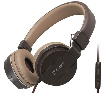 Дротові навушники з мікрофоном Gorsun GS-779 Коричневі GRSNGS779BR фото