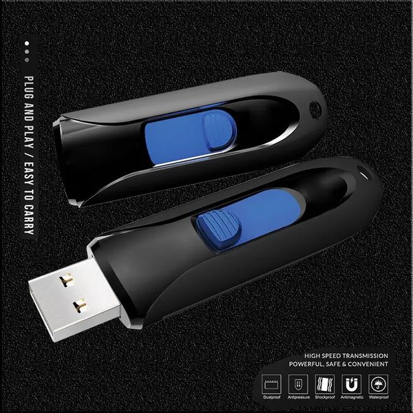 USB-флешка висувна Flash Drive 128 гб 2.0 ABC Чорна TGCWTG0118GBWH фото