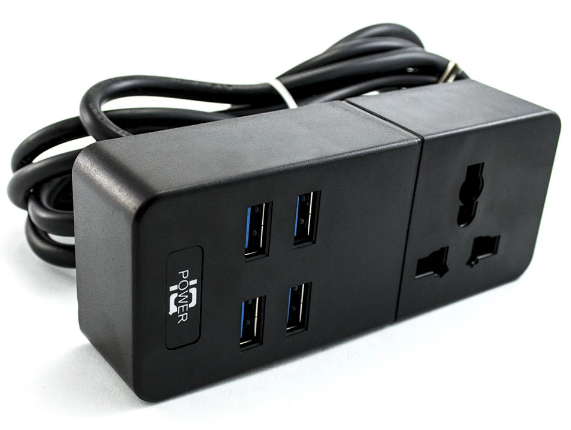 Мережевий фільтр подовжувач на 1 розетку та 4 USB 3.1 A Power Socket TB-T06 Чорний PSTBT06B фото
