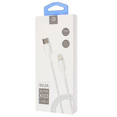 Кабель Data Cable WUW X123 USB-C to lightning 18w Швидка зарядка 1 м Білий RMXTNGRC062IB фото