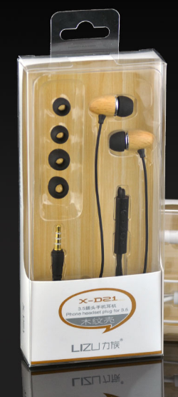 Дротові вакуумні навушники з мікрофоном LIZU X-D21 Чорні LIZUXD21B фото