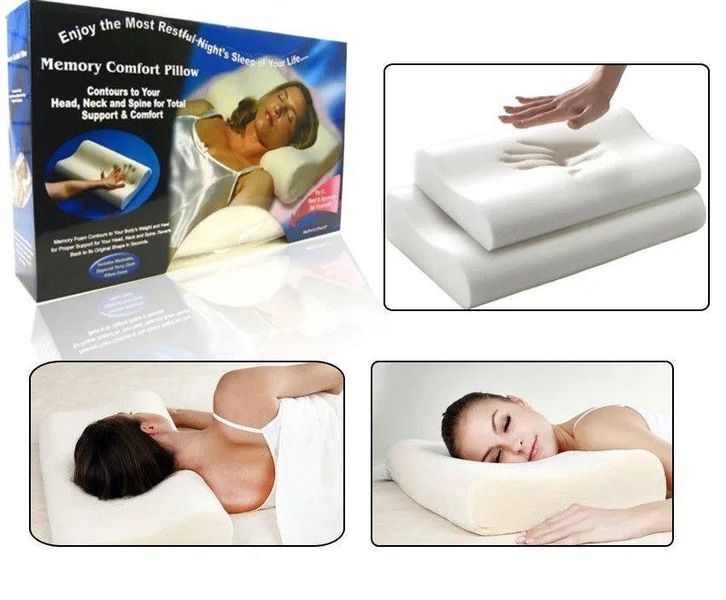 Ортопедична подушка анатомічна для сну з ефектом пам'яті 50 x 29 см ABC 65776 фото