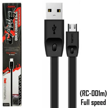 Кабель Remax Full Speed RC-001m Micro-USB 2 м Black RMXFLLSPDRC001M2MB фото