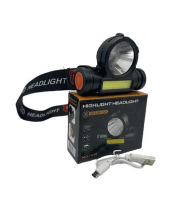 Ліхтар налобний акумуляторний HeadLamp Ліхтарик на голову LED + COB діод 3W 1755534343 фото