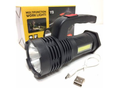 Ручний потужний ліхтар лампа акумуляторний з ручкою Y9 USB 1755552205 фото
