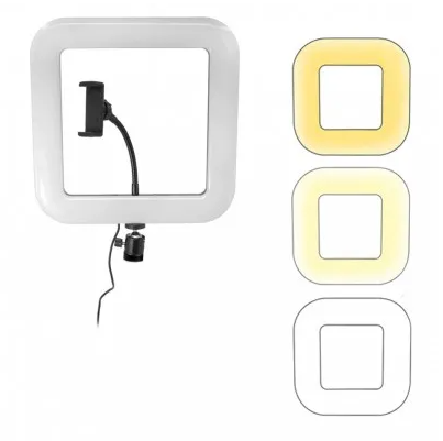 Светодиодная LED лампа с регулировкой свечения селфи квадрат с креплением на штатив D35 Square Light 28 см SQRD35LGHT28 фото