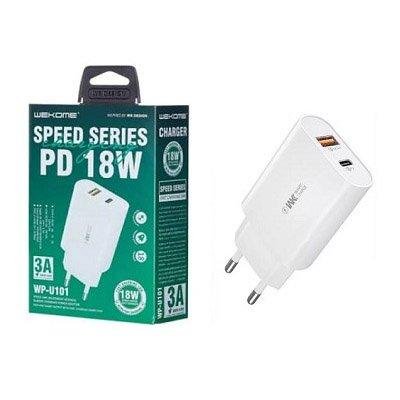 Блок живлення Мережевий зарядний пристрій WK Design Speed 2 USB Charger QC 3.0 + PD 18 W Max білий N000580098 фото
