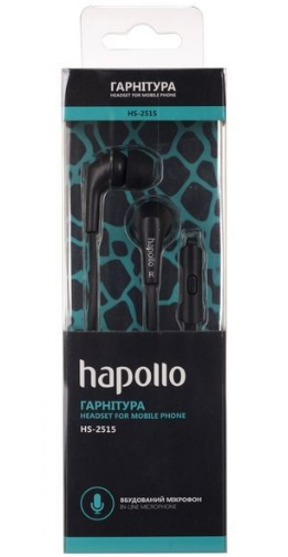 Дротові навушники гарнітура Hapollo HS-2515 Чорні HPLLHS2515B фото