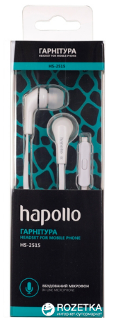 Дротові навушники гарнітура Hapollo HS-2515 Білі HPLLHS2515W фото