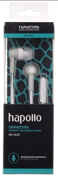 Дротові навушники гарнітура Hapollo HS-1515 Сірі HPLLHS1515G фото