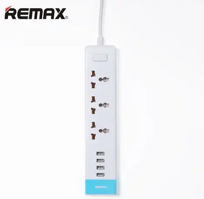 Сетевой фильтр удлинитель 2м на 3 розетки и 4 USB 2.4A Remax RU-S2 Белый RMXRUS2W фото